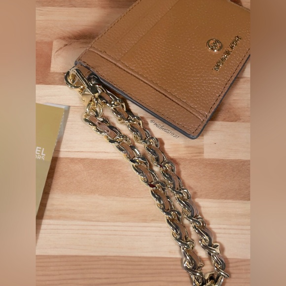 Michael Kors Small ID Chain Wallet Cardholder Chain Wristlet in Luggage NWT - Picture 5 of 5